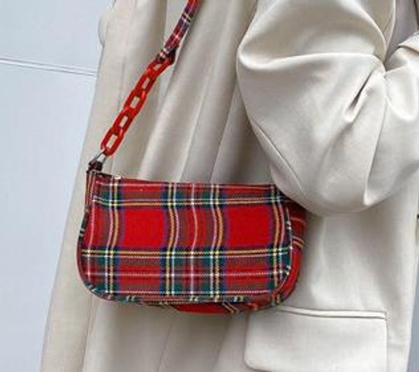 

plaid female bag underarm bag 2020 new shoulder fashion simple female bags temperament casual white bag ready to ship