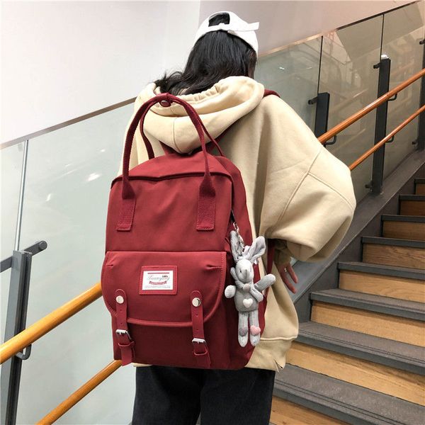 

simple pink nylon backpack women school bags for teenage girls teen bagpack preppy style campus back pack female 2020 new