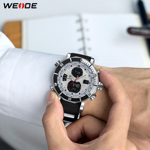 Weide Mens Top Luxury Brand Men Watches Quartz Assista Analog à prova d'água do Exército Exército Militar Silicone Bracelet Wristwatch Relógio