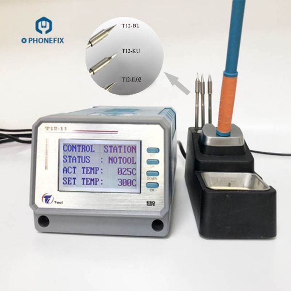 

leisto intelligent t12-11 digital lead soldering station with soldering iron tips phone pcb components welding repair tools