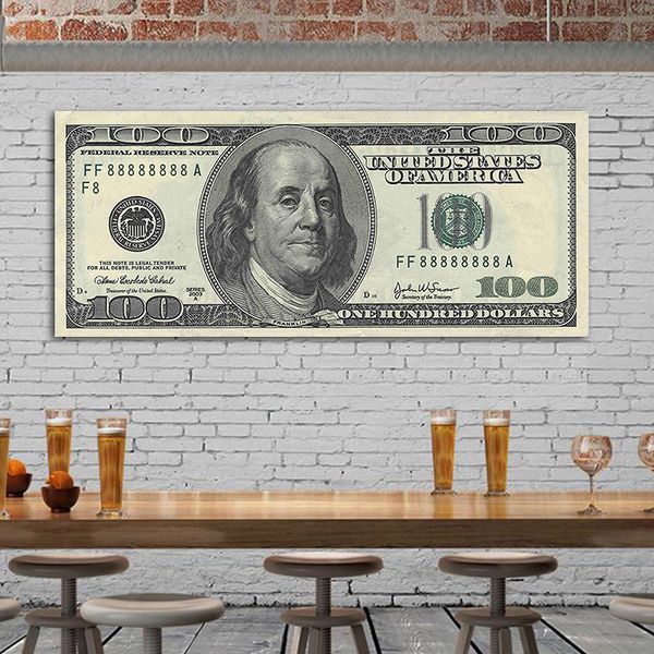 

large version 100 dollar bill nordic canvas art print painting posters wall pictures for living room office home decor