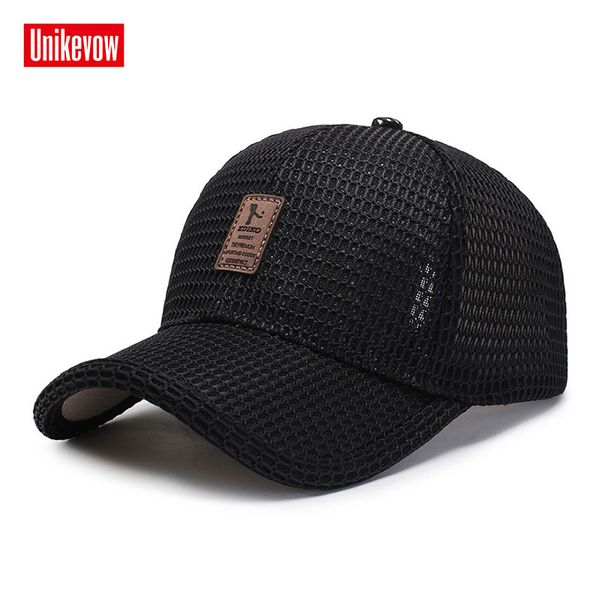 

unikevow 1piece full mesh baseball cap men's adjustable cap casual leisure hats solid color fashion snapback summer fall hat, Blue;gray