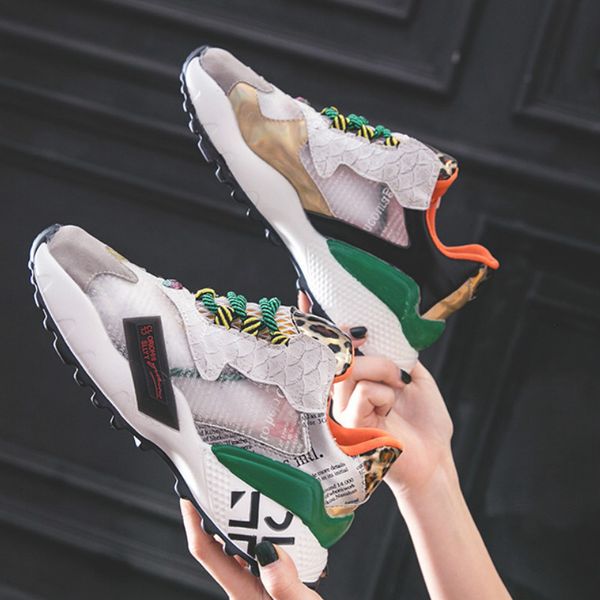 

2019 spring autumn woman sneakers fashion graffiti leopard print platform woman running shoes lace up versatile shoesy2-30