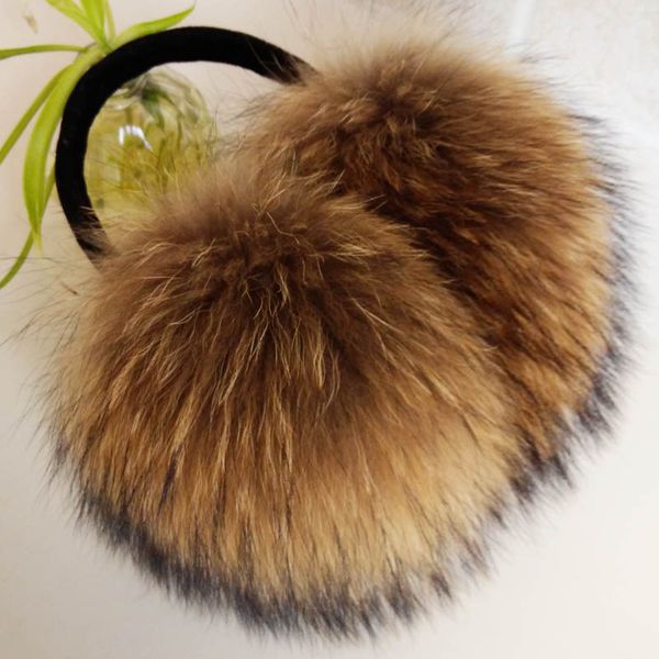 

fxfurs oversized really big raccoon fur earmuffs korean real fur earmuffs lovely personality plush ear cover warm, Blue;gray