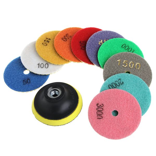 

11pcs 3"/4" diamond polishing pads granite marble concrete stone grinding discs