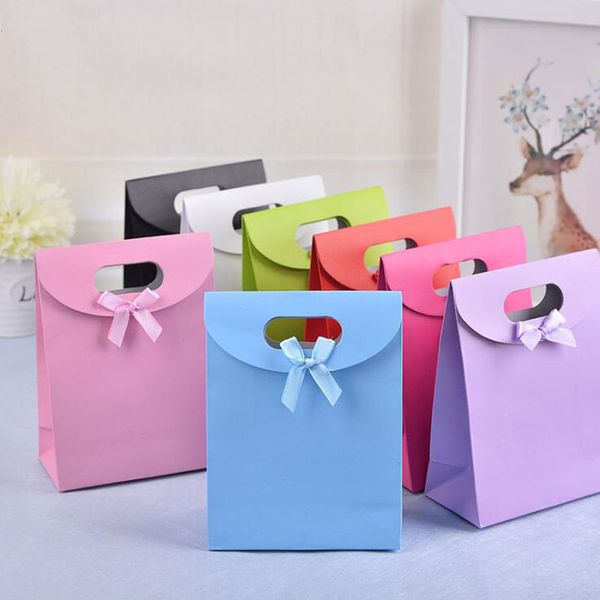 

simple solid color baby shower birthday party decorations kids candy bag wedding favors chocolate paper gift bag 10pcs