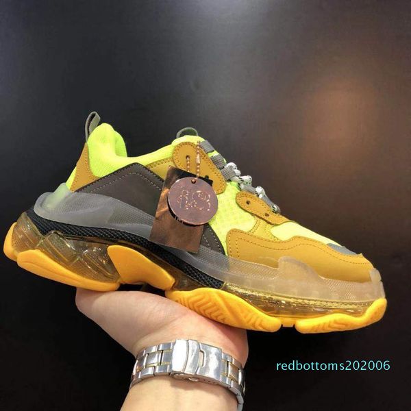 

designer triple s men blue triple s sneaker women platform leather casual low lace up sneakers with clear sole t01, Black