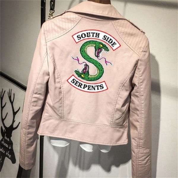 

riverdale pu leather jackets women southside serpents moto biker coat cosplay, Black;brown