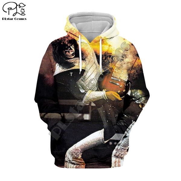 

band kiss rock & roll all nite party 3d hoodie tee men women new fashion hooded sweatshirt long sleeve pullover style-3, Black