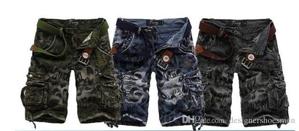 

camouflage leopard mens shorts pants fashion loose cargo trousers with pockets designer casual summer male clothing, White;black