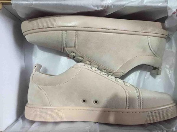 

с коробкой] хаки матовая кожа повседневная обувь red подошва red bottom замша sneaker юниор mens flat low cut тапки скейтборда моды вмф, Black