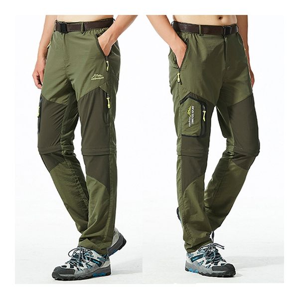 

men new summer hiking trekking fish camp climb quick dry trousers plus size travel sport oversized waterproof fast dry pant belt, Black;green