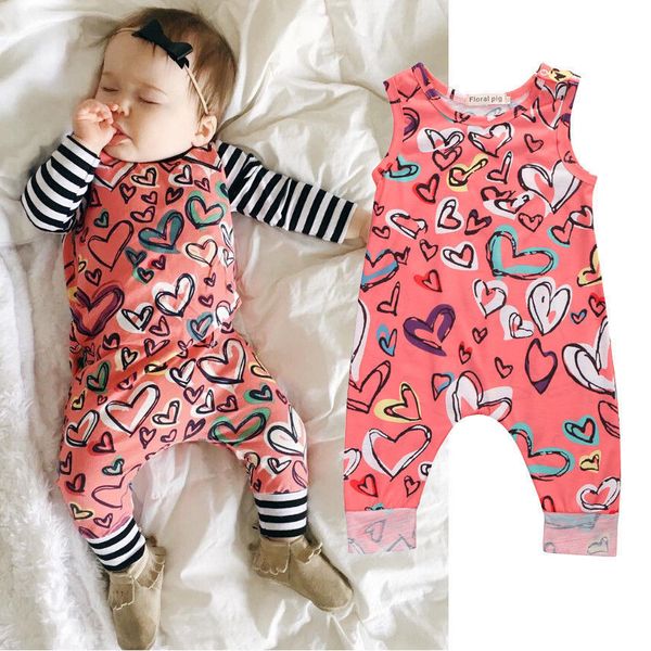 

2019 toddler kids clothes baby girls romper infant heart-shaped jumpsuit sleeveless sun suit outfit summer newborn clothes, Blue