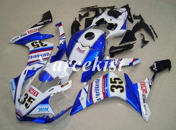 

injection mold new abs motorcycle full fairings kit fit for yamaha yzf-r1 2007 2008 07 08 add tank cover bodywork set blue white light