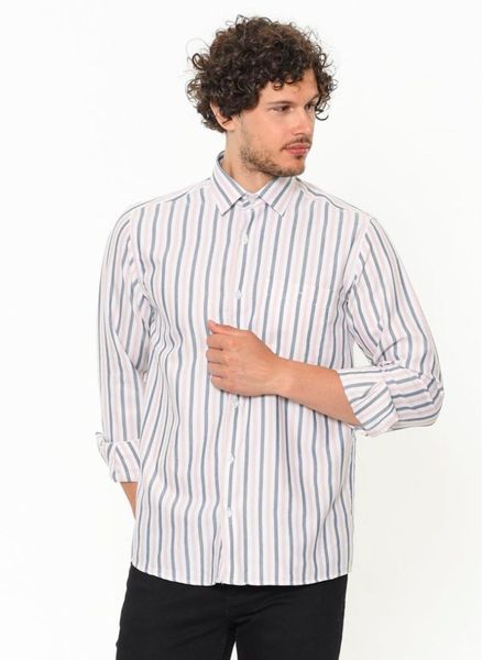 

varetta-wide cut white striped shirt, White;black