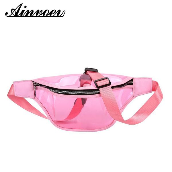 

ainvoev female ladie girls waist banana bags waistband woman new fashion women bag for the belt transparent pvc