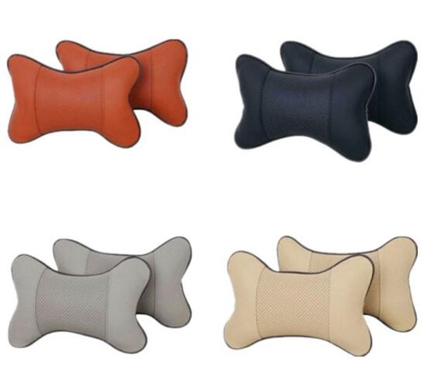 

2 pieces new arrival car neck pillows both side pu leather single headrest fit for most cars filled fiber universal car pillow