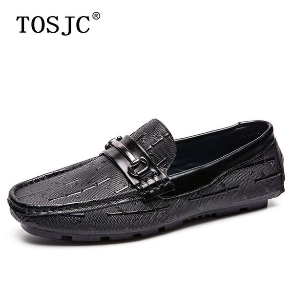 

tosjc mens casual loafers fashion metal buckle penny shoes flats moccasins for man breathable slip on driving shoes, Black