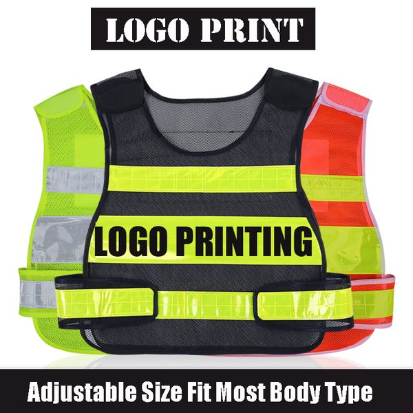 

safety vest mens high visibility reflective vest adjustable waistcoat for outdoor work cycling sports safety tank clothing, Black