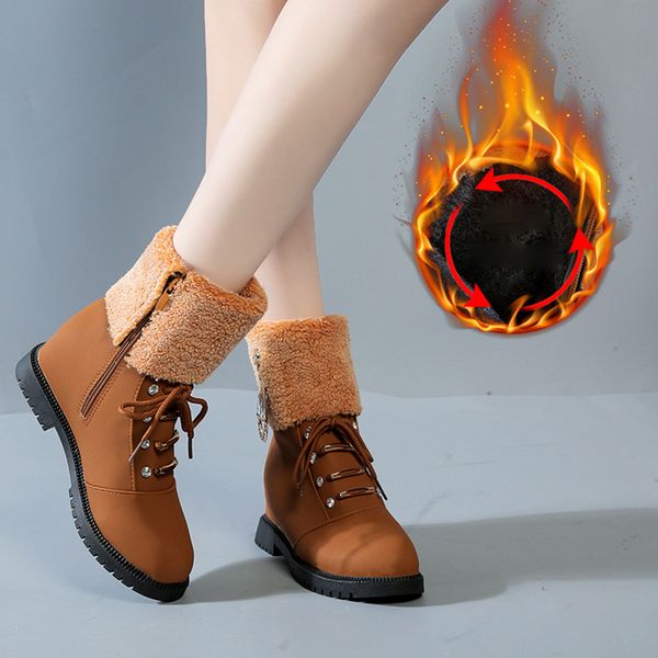 

women's ladies increase ankle shoes winter fashion crystal casual cotton shoes short boots snow boots winter women, Black