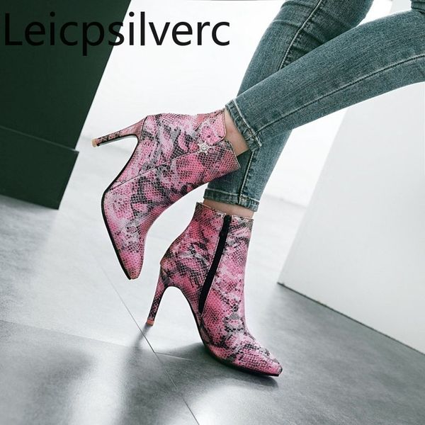 

women's boots new autumn and winter pointed color matching zipper high heel short tube women's shoes plus size 31-47 8.5cm high, Black