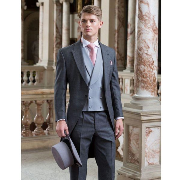 

elegant part tailcoat groom tuxedos wedding suits for men selling custom made slim fit mens blazer (jacket+pants+vest) a084, White;black