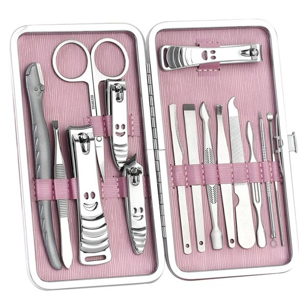 

silver stainless steel nail clipper cutter trimmer ear pick grooming kit manicure set pedicure toe elegant nail art tools set