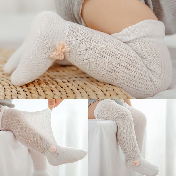 

summer baby socks cotton newborn baby girl boy socks thin breathable net infant toddler kids over knee long sokken, Pink;yellow