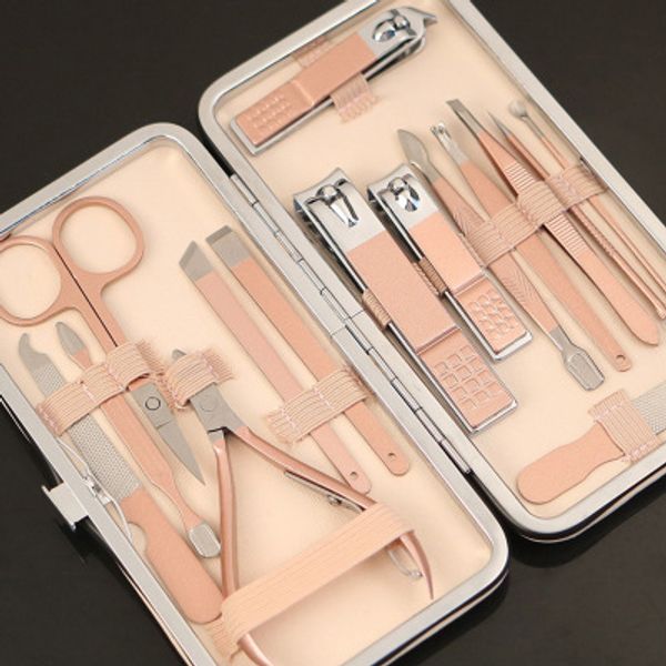 

wholesale 7-18pcs/set stainless steel nail clippers fingernail toenail nail cutter scissors grooming kit pedicure manicure tools