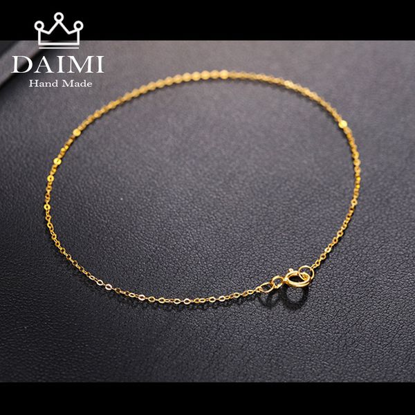 

daimi 18k pure gold women bracelet yellow girl genuine real solid 750 female bangle upscale party trendy light chain, Black