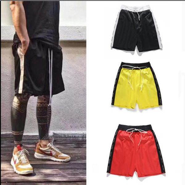 

KANYE Justin High Street Shorts Drawstring Mens Shorts Contrast Color Stitching Pants Europe and the United States Style