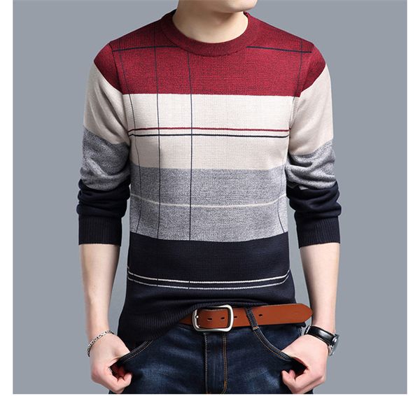 

2018 brand men social cotton thin men's pullover sweaters casual crocheted striped knitted sweater men masculino jersey clothes, White;black