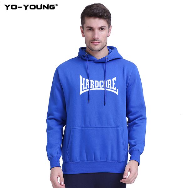 

yo-young men hoodies sweatshirts harcore letters printed casual hoodies streetwear fleece inside, Black