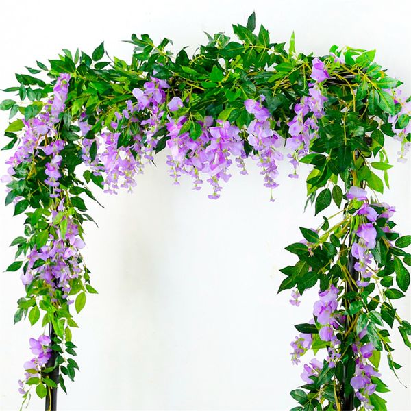 

qifu 2m artificial wisteria flower vine plastic artificial plants hanging wall decor leaves fake plants wedding decor