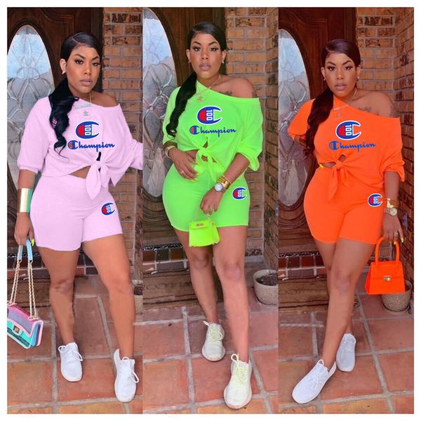 

Women champion track uit brand de igner t hirt hort 2 piece et bandage tee top hort outfit ummer woman port wear new a51301