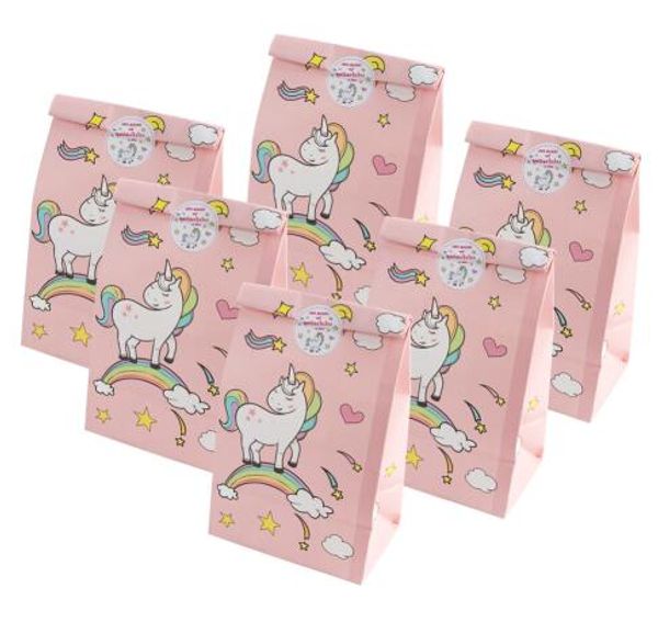 

ourwarm 12pcs unicorn paper gift bags pink candy bag for unicorn party baby shower birthday candy box birthday party supplies
