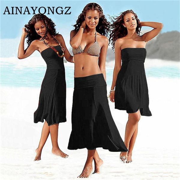 

ladies tube beach dress combination bikini set summer female simwear suit swimsuit cover up pareo robe beachwear apron