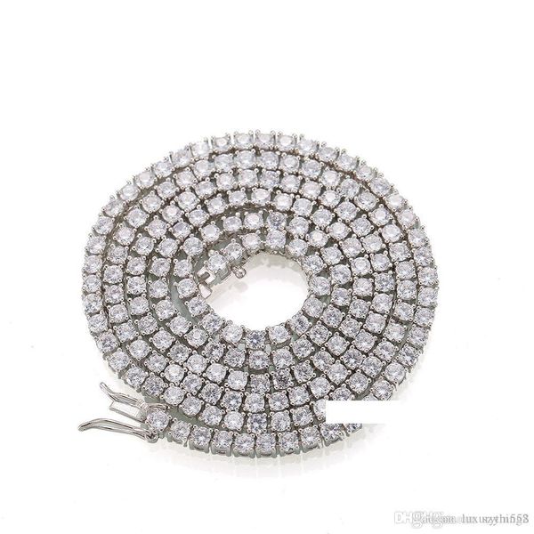 

iced out chains hip hop jewelry men full diamond pendant necklace micro cubic zirconia copper set diamond necklace bread square diamon, Silver