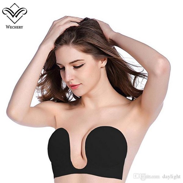 

wechery бюстгальтер push up bralette sexy бюстгальтеры для бикини свадебное платье женщины невидимый бюстгальтер клей backless марка бюстгал, Red;black