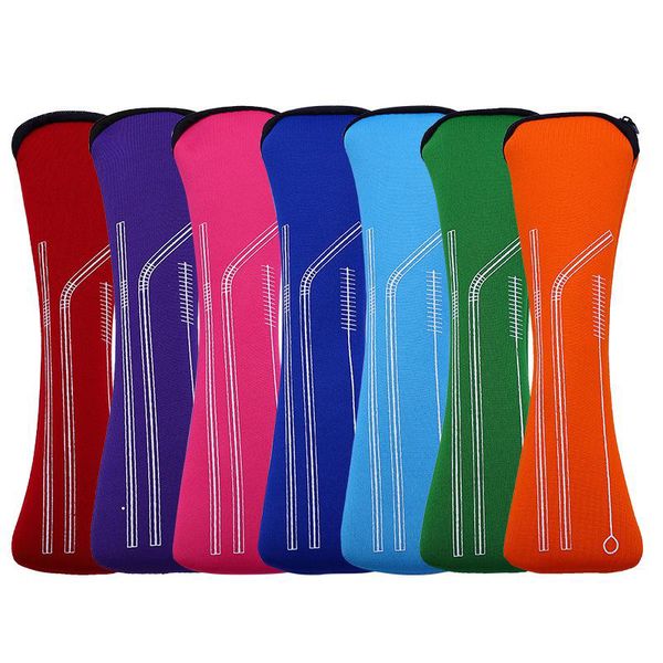

stainless steel straw reusable bag metal bamboo drinking straw cutlery travel camping chopsticks spoon fork knife storage bag tc190409 200pc