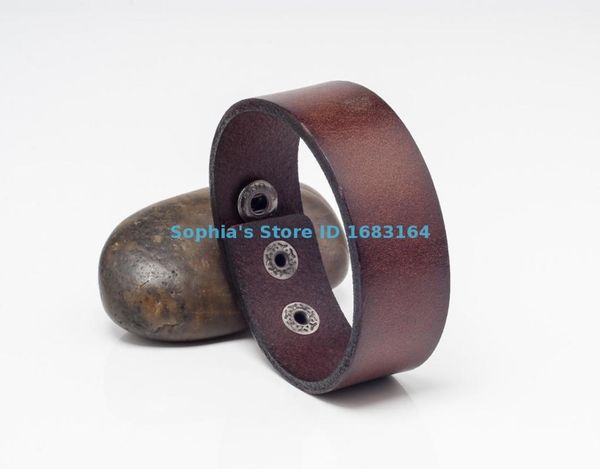 

2.5cm band width g601 dark brown simply stylish single wrap genuine leather bracelet wristband men's, White