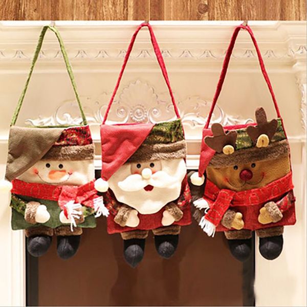 

aolikes most popular decoration candy gift bag and socks santan bag cute santan shape storage household christmas ornament, Black