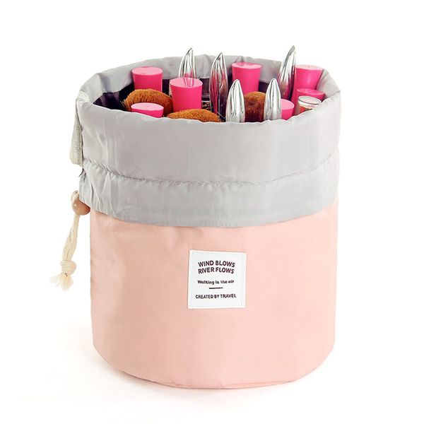 

wash cosmetic bag women cylindrical large capacity stratified waterproof multifunction make up storage case travel toiletry bag