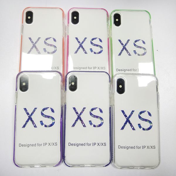 

TPU Soft Case Cell Phone Clear TPU Silicon Case Back Cover with Colored frame for Iphone 6 6s plus 7 8 plus X XS XR XS MAX 100pcs