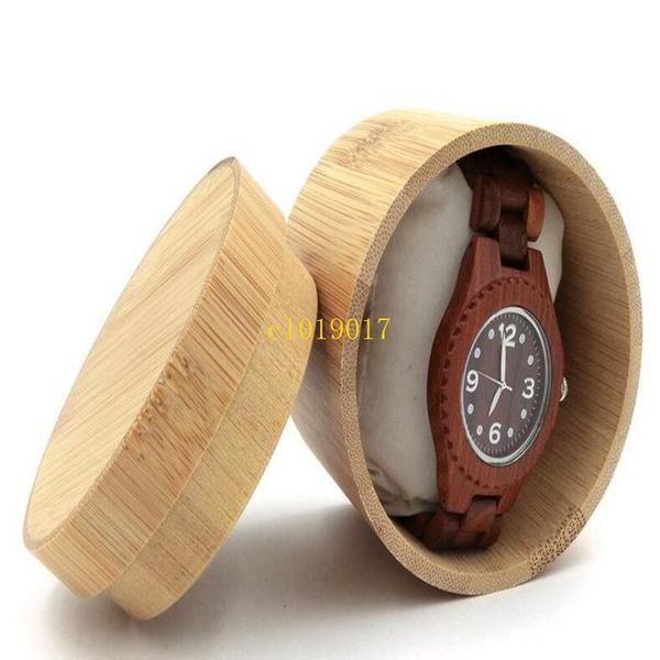 Freeshipping Caixa De Bambu Natural Para Relógios Caixa De Jóias De Madeira Homens Relógio de Pulso Titular Coleção de Exibição Caso de Armazenamento de Presente