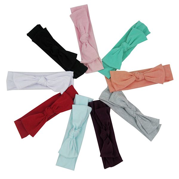 

new fashion winter baby solid color bowknot headband hairband soft cotton elastic headwear girls hair accessories, Slivery;white