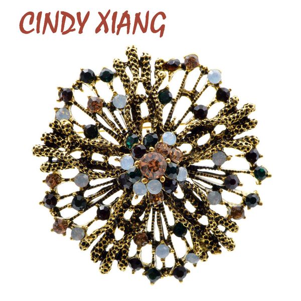 

cindy xiang vintage rhinestone flower brooches for women pearl pin round large brooch 2 colors avaible gift, Gray