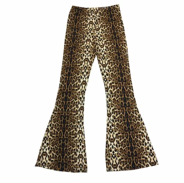

retro leopard slim elastic high waist micro flared pants female 2020 spring casual long trousers r902, Black;white