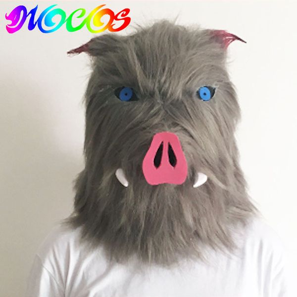 

diocos demon slayer kimetsu no yaiba hashibira inosuke cosplay wigs pig mask cosplay props, Black