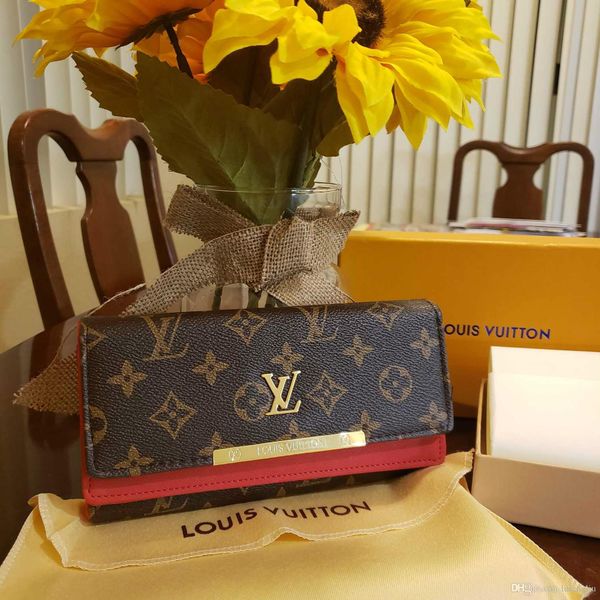 

shpping wholesale red bottoms lady long wallet multicolor designer coin purse card holder original box women classic zipper pocket, Red;black